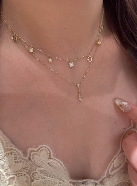 透明菱形吊坠项链女配饰精致百搭