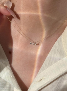 超闪三颗仿钻项链女配饰简约精致