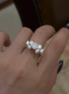 银色蝴蝶结戒指女2026新款高级感