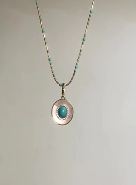 新中式绿松石贝壳项链女