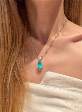 海蓝色水滴项链女配饰时尚颈链