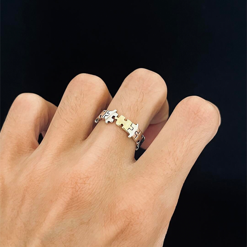 Silver fragment puzzle ring for women with high-end sense