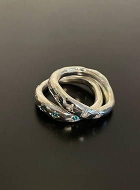 银色星芒素圈戒指女小众设计百搭