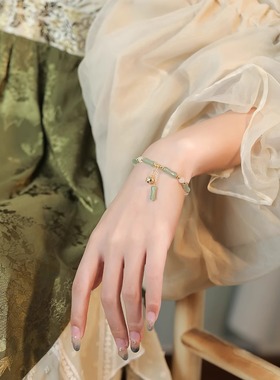 S925纯银和田玉手链女生2025新款