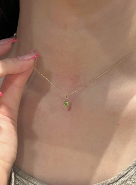 橄榄绿水滴项链女配饰精致颈链