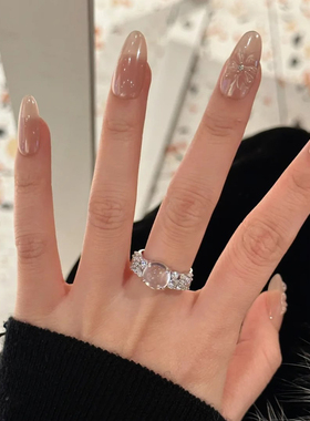 S925纯银水沫玉戒指女轻奢高级感