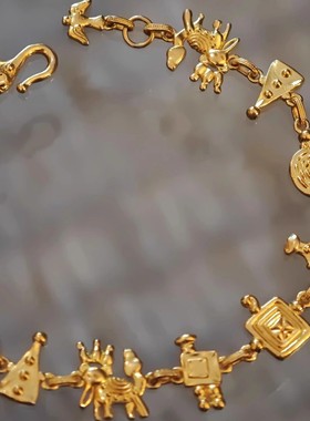 vintager古埃及图案金色手链