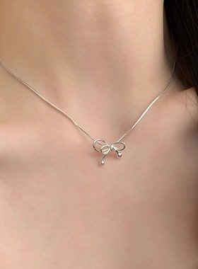 S925纯银蝴蝶结项女春夏百搭吊坠
