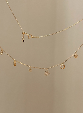 双层叠戴星芒吊坠项链女配饰