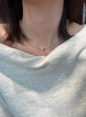 金色拼接竹节项链女配饰气质颈链