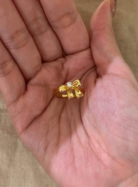 爆闪蝴蝶结戒指女小众设计