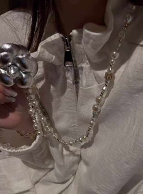 不规则仿珍珠山茶花项链女配饰