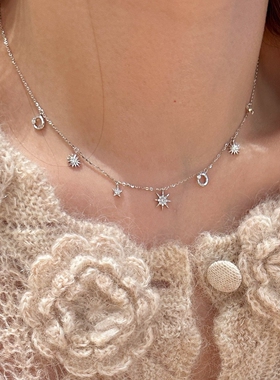 星芒半月星星吊坠项链气质百搭