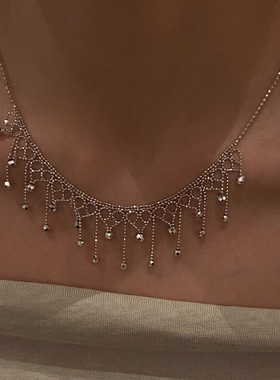 S925纯银蕾丝流苏项链女