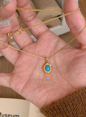 中古金色拉丝仿绿松项链女款