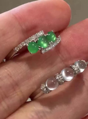 新中式冰透仿玉髓戒指女气质百搭