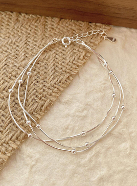 极简三层蛇骨圆珠手链气质百搭