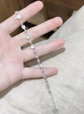 S925纯银桃花蝴蝶手链女款