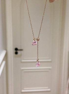 玫瑰金爱心流苏项链时尚气质颈链