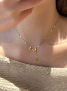 金色超闪蝴蝶项链女2026新爆款