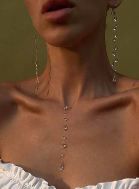 透明水滴流苏项链女士2025新爆款