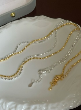 S925纯银橄榄珠意大利工艺项链