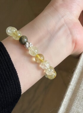 S925纯银黄水晶手链小众高级感