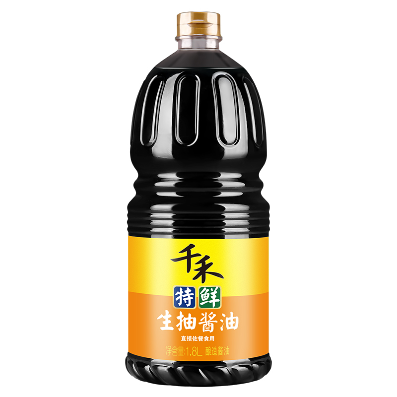 千禾特鲜生抽1.8L非转基因大豆纯粮食酿造酱油味鲜拌面生抽包邮-图3