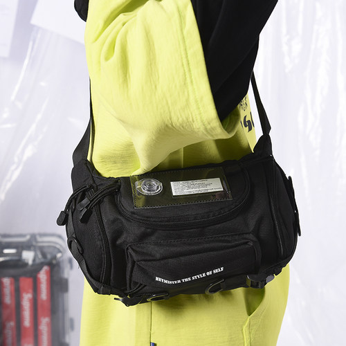 日系胸包男潮牌工装机能个性斜挎包单肩包百搭休闲运动单肩包腰包 - 图1