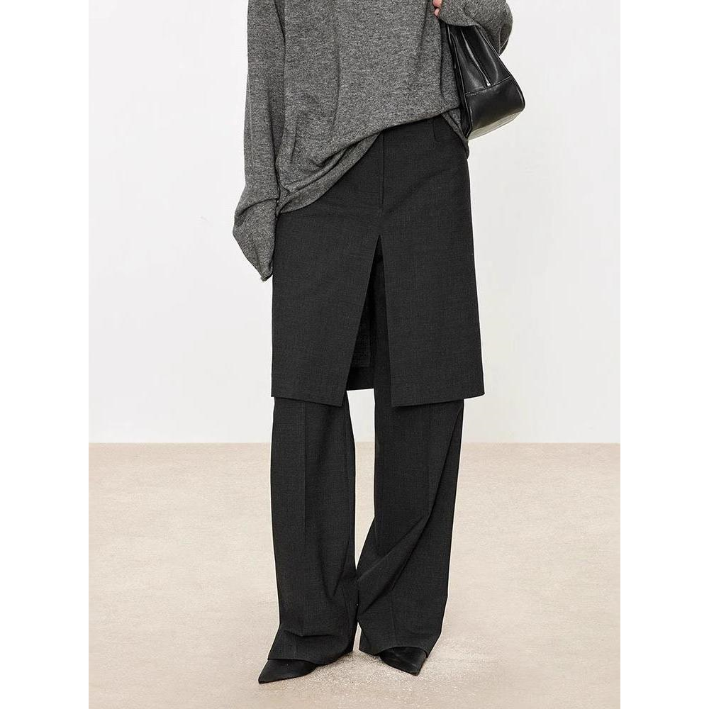 【现货】About Reformation极简风假两件开叉微喇裙裤女阔腿裤子,淘宝优惠券,粉丝福利购,淘宝优惠卷