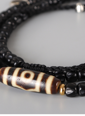 原创设计西藏三眼天珠项链 藏式毛衣链吊坠 本命年饰品礼物