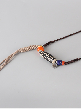 藏式设计西藏九眼天珠项链 复古毛衣链吊坠男女 原创饰品