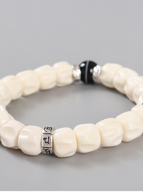 藏式设计鹿骨无相珠手链 单圈手串男女节日礼物 本命年饰品