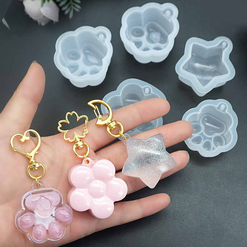 水晶滴胶AB树脂猫爪吊坠挂件带孔钥匙扣硅胶模具手工diy材料配件,淘宝优惠券,粉丝福利购,淘宝优惠卷