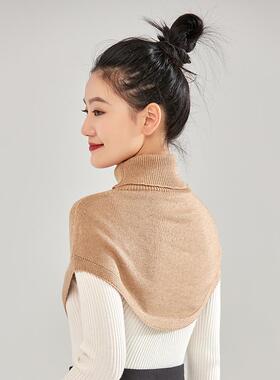 冬季时尚高领毛衣披肩女斗篷