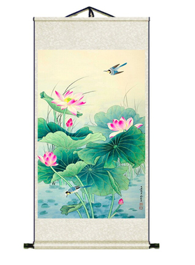 手绘荷塘清趣高雅客厅背景墙国画