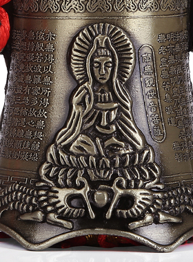 仿古仿青铜铃铛摆件合金双龙观音寺庙屋檐挂钟客厅卧室保平安车挂