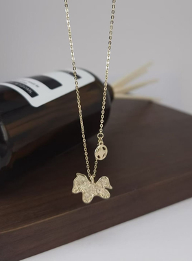 14K金幸运草吊坠女黄金项链坠子锁骨链不褪色通体14K金首饰