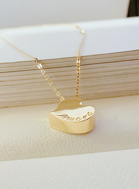 14K金爱心项链女款黄金心形吊坠锁骨链简约百搭颈链送女友礼物