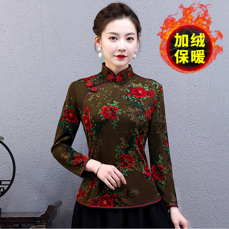 秋冬2021年新款冬款加绒改良旗袍 蕾倩上衣