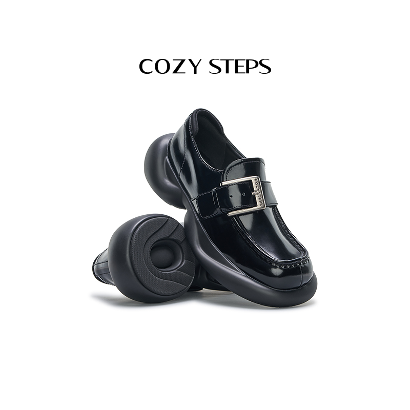 COZY STEPS可至春季新款舒适百搭搭扣乐福鞋厚底增高泡泡鞋 5169-图1