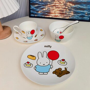 Wang Lufei Miffy Rabbit ສູງເບິ່ງສູງ tableware ceramics ຖ້ວຍອາຫານວ່າງໃນຕອນບ່າຍຊາຂອງປະທານແຫ່ງການຫຸ້ມຫໍ່ຂອງປະທານແຫ່ງໂຖປັດສະວະແລະແຜ່ນປະສົມປະສານ