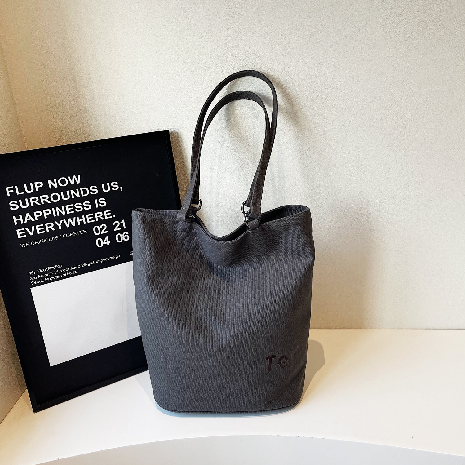 原创纯色加厚帆布包包女大容量简约休闲托特包学生上课通勤单肩包,淘宝优惠券,粉丝福利购,淘宝优惠卷