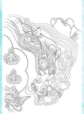 菩萨人物素材榆林窟工笔画白描底
