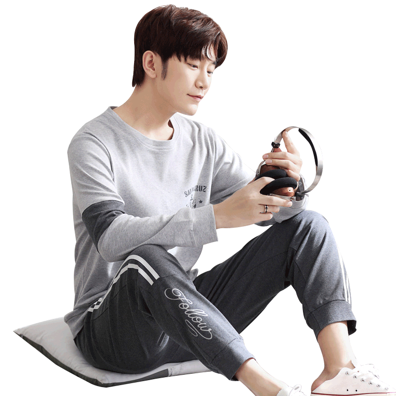 长袖青年春秋季家居服男士纯棉睡衣 瑷雅轩睡衣/家居服套装