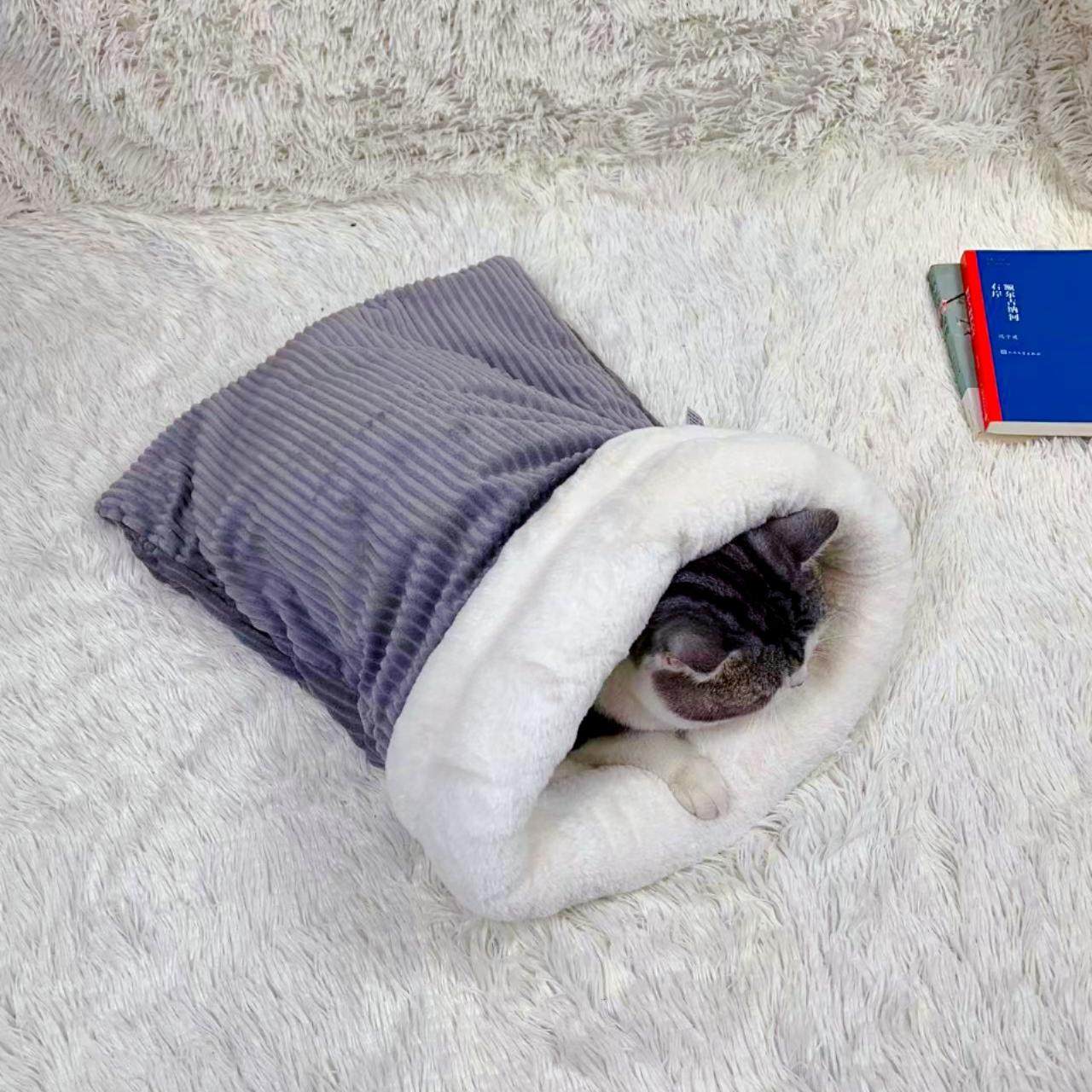 猫咪睡袋猫窝冬季保暖安全感半钻洞四季通用封闭式猫床猫咪窝睡垫,淘宝优惠券,粉丝福利购,淘宝优惠卷