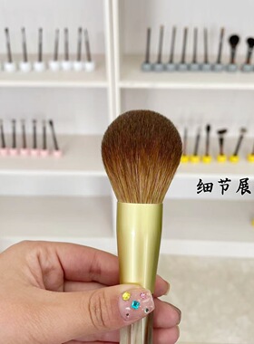 纯赤狐毛牛角大号散粉刷蜜粉蓬松柔软高端动物毛化妆刷沧州