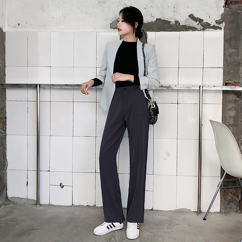 衣梵诗旗舰店阔腿裤女高腰春秋新款西装裤小个子直筒宽松垂感拖地裤休闲裤2