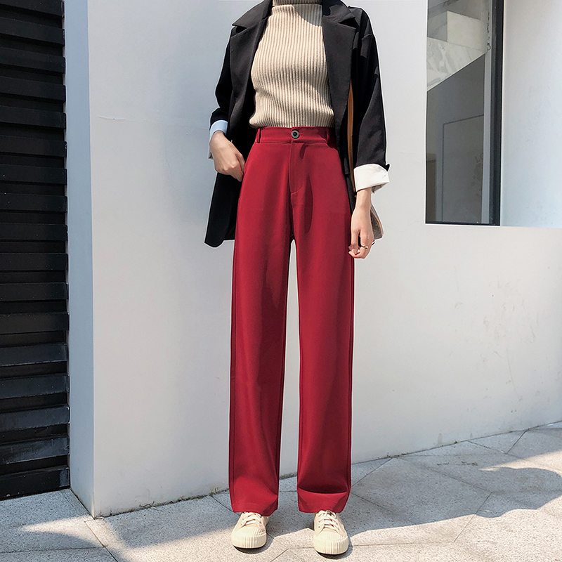 衣梵诗旗舰店阔腿裤女高腰春秋新款西装裤小个子直筒宽松垂感拖地裤休闲裤3