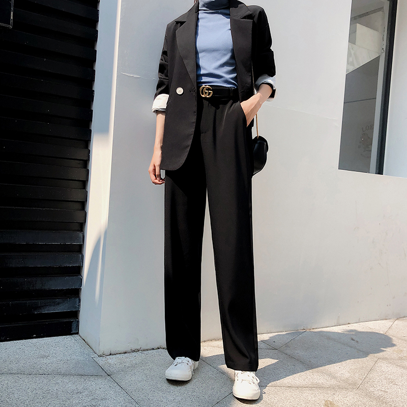 衣梵诗旗舰店阔腿裤女高腰春秋新款西装裤小个子直筒宽松垂感拖地裤休闲裤1